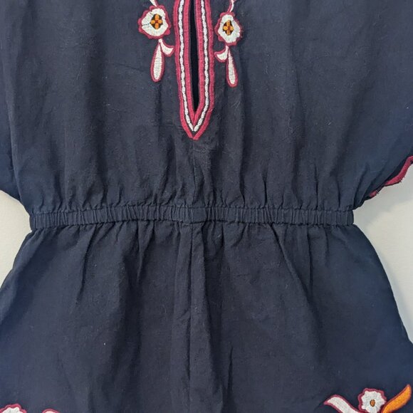 Free People Embroidered Sophia Romper Scalloped Hem Boho Mexican Cotton Festival - Picture 6 of 9